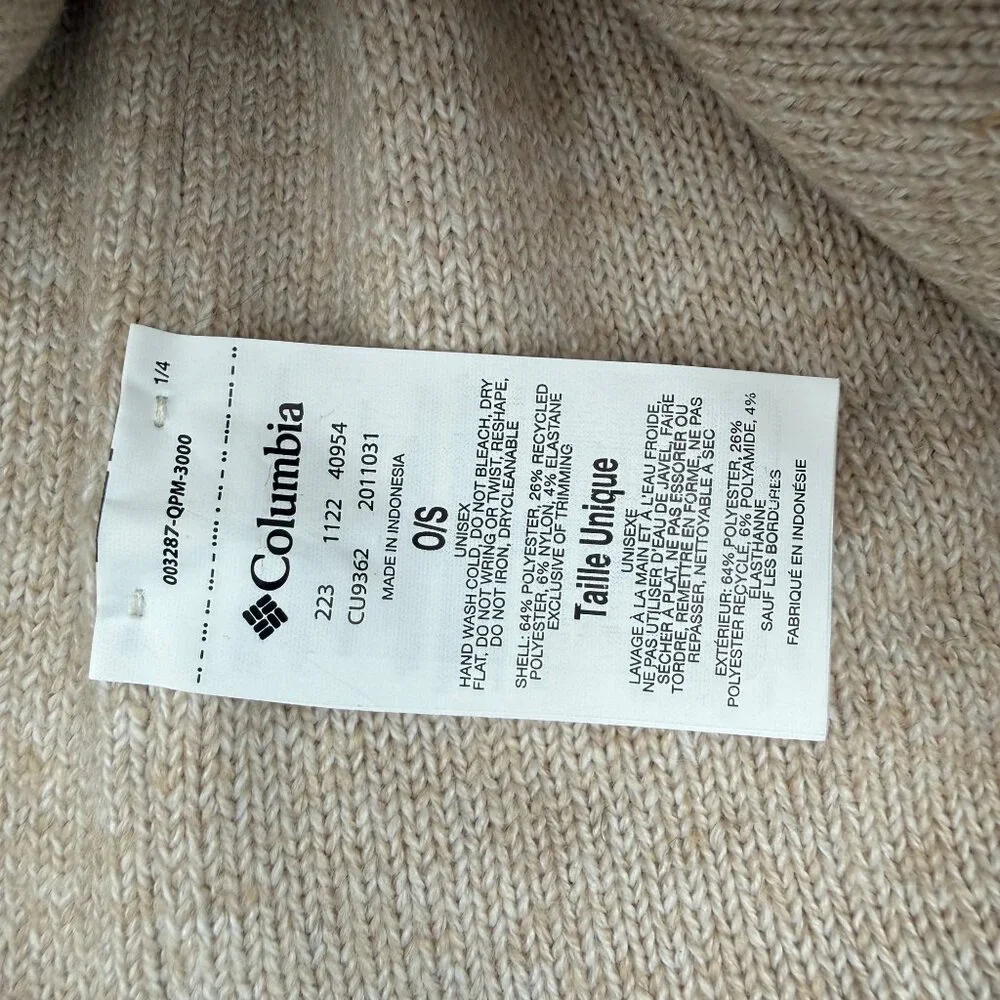 Columbia Beanie Hat Loma Vista Womens Ribbed Knit Dark Stone Cream - Picture 9 of 9